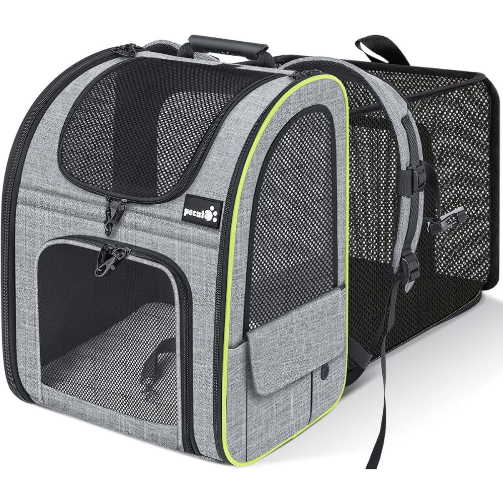 Transportín Mochila Gris para Gatos Pecute