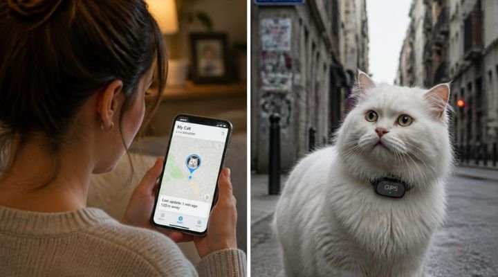 gato con rastreador gps