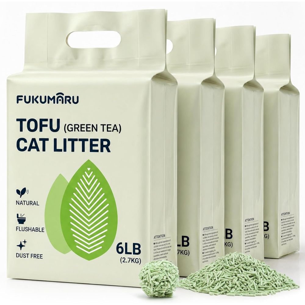 FUKUMARU Arena de Tofu para Gatos aglomerante con Aroma de Té Verde