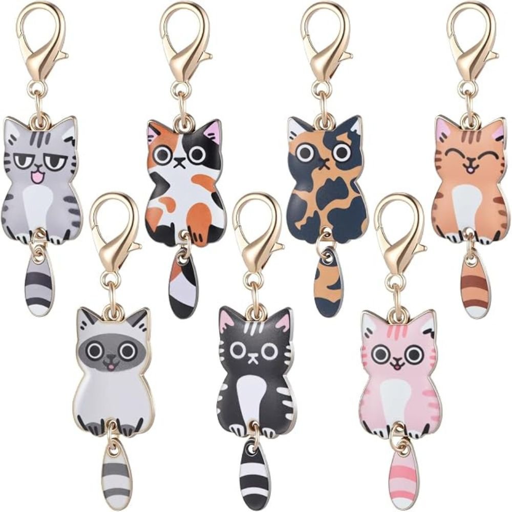 Nogeqi 7 piezas Colgante de Llavero de Gatos Pequeños
