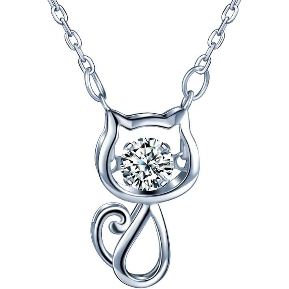 Yumilok collar de gato de plata esterlina con colgante de circonita para mujer